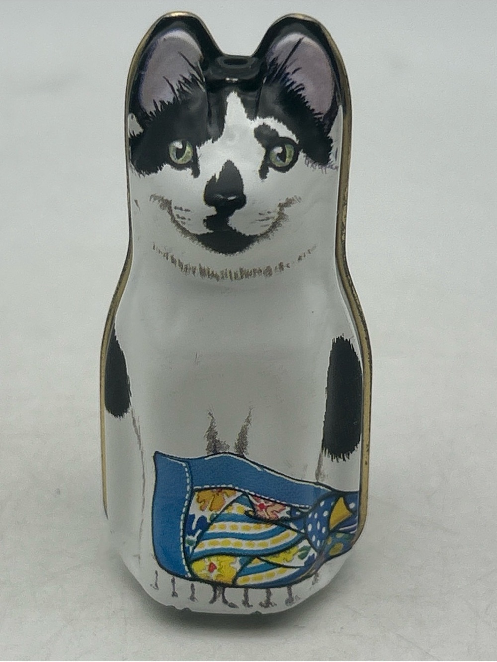 HUNKYDORY Cat Tin Dana Kubick Miniature 1986 Metal Calico Black White England